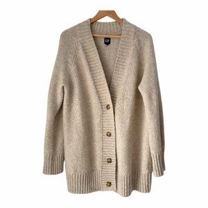 GAP Women's Cream Cardigan Wool Blend Sweater